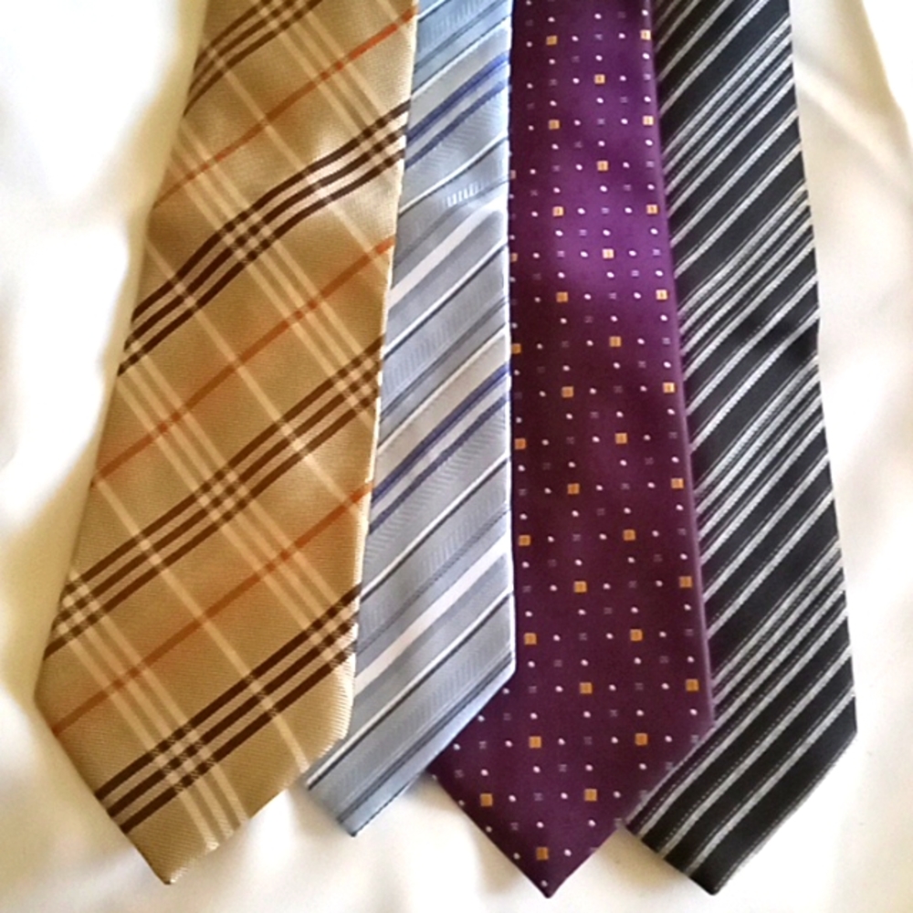 4 New 100% Silk Ties The Ties Are Handmade
